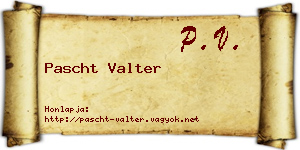 Pascht Valter névjegykártya